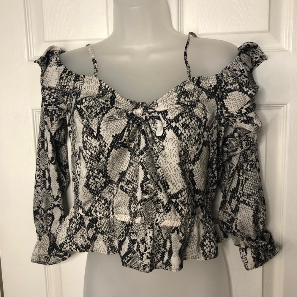 Express Off The Shoulder Snakeskin Top